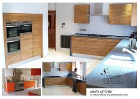 Amata Kitchen in natural cherry and anthracite Corian